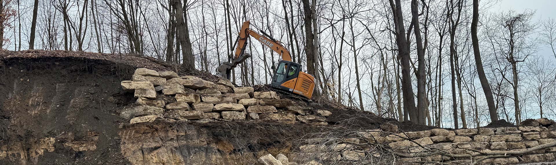 Excavator on Hillside